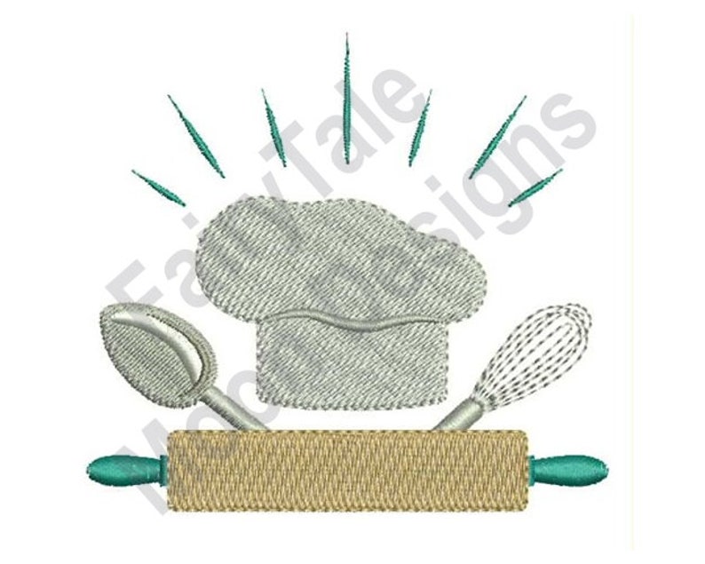 Chef Utensils Machine Embroidery Design Chef Hat Rolling Etsy