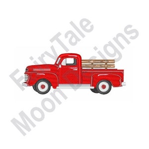 Red Pickup Truck - Machine Embroidery Design, Pickup Embroidery Pattern, Farming Truck Embroidery Design