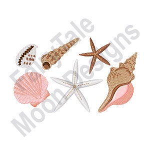 Seashells and Sea Stars - Machine Embroidery Design, Nautical Embroidery Pattern, Seastar Embroidery Design, Seashell Embroidery Pattern