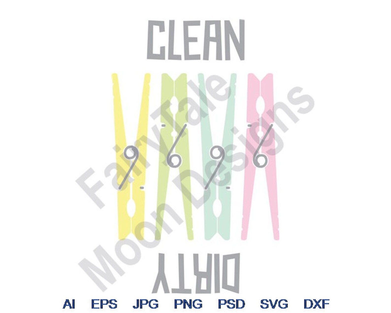 Clean Dirty Svg Dxf Eps Png Jpg Vector Art Clipart Etsy