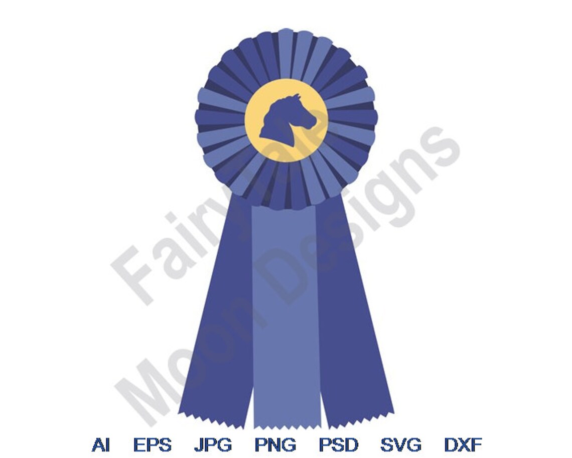 Horse Blue Ribbon Svg Dxf Eps Png Jpg Vector Art Etsy
