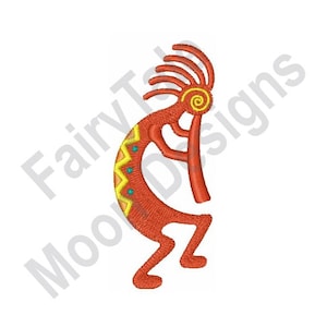 Dancing Kokopelli - Machine Embroidery Design, Kokopelli Embroidery Pattern, Dancing Flutist Embroidery Design, Humpbacked Flute Player