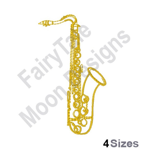 Saxophone - Machine Embroidery Design, Sax Outline Embroidery Pattern, Saxophone Outline Embroidery Design