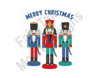 Merry Christmas Nutcrackers - Machine Embroidery Design, Xmas Nutcrackers Embroidery Pattern, Toy Soldiers Embroidery Design