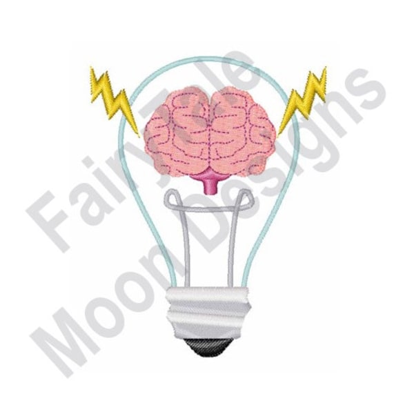 Brain Light Bulb - Machine Embroidery Design, Incandescent Light Bulb Embroidery Pattern, Idea Bulb, Great New Idea, Electric Light Globe