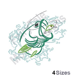 Fishing Outline - Machine Embroidery Design, Fish Outline Embroidery Pattern, Fishing Lure Embroidery Design