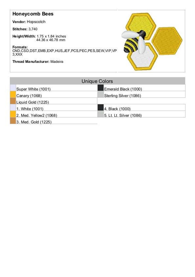 Honeycomb & Bee - Machine Embroidery Design - 4 Sizes, Spring Bee ...