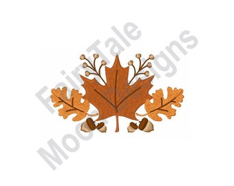 Autumn Leaves - Machine Embroidery Design, Fall Leaf Embroidery Pattern, Maple Leaf Embroidery Design, Oak Tree Leaf & Acorn Pattern