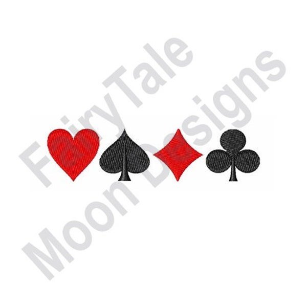 Playing Card Symbols - Machine Embroidery Design, Poker Cards Embroidery Pattern, Casino Playing Cards Design, Heart, Spade, Diamond, Club