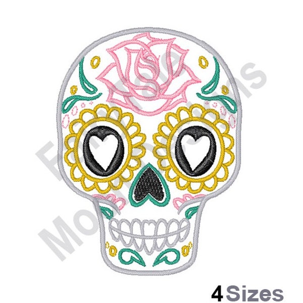 Floral Sugar Skull - Machine Embroidery Design, Dia De Los Muertos Embroidery Pattern, Day of the Dead Embroidery Design, Calavera Design