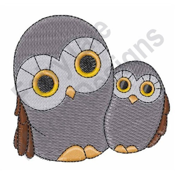 Two Owls - Machine Embroidery Design, Owl Family Embroidery Pattern, Owl Mom & Baby Owl Embroidery Design