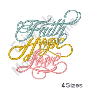 Faith Hope Love - Machine Embroidery Design, Religious Embroidery Design