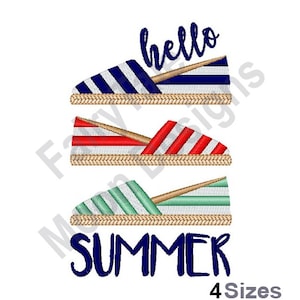 Hello Summer Shoes - Machine Embroidery Design, Espadrille Flats Embroidery Pattern, Summer Flats Embroidery Design, Light Shoes Design