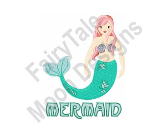 Mermaid - Machine Embroidery Design, Mermaid Girl Embroidery Design, Cute Mermaid Embroidery Pattern