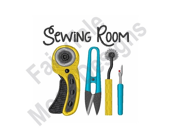 Sewing Room - Machine Embroidery Design, Seam Reaper, Scissors, Tracing Wheel, Rotary Cutter Embroidery Pattern, Quilting Embroidery Design