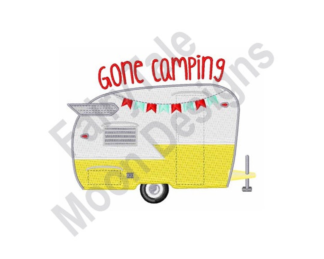 Gone Camping Machine Embroidery Design, Camper Embroidery Pattern