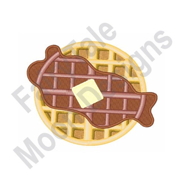 Gaufre de petit déjeuner - Conception de broderie de machine, gaufre avec modèle de broderie de sirop de chocolat, conception de gaufre de beurre d’or, gaufre belge