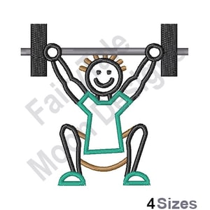 Weightlifter Squat - Machine Embroidery Design, Weightlifter Outline Embroidery Design