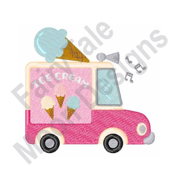 Ice Cream Truck - Machine Embroidery Design, Ice Cream Van Embroidery Pattern, Ice Cream Party Embroidery Design