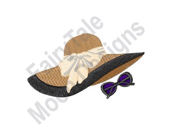 Sombrero de verano - Diseño de bordado a máquina, Patrón de bordado de sombrero de playa de paja, Patrón de bordado de sombrero de sol para mujer, Diseño de sombrero de playa de verano
