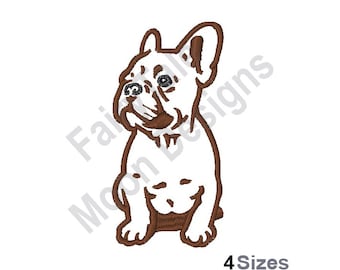 Französische Bulldogge Welpe - Maschinenstickerei, Frenchie Stickmuster, Hündchen Umriss Stickmuster