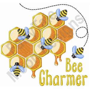 Bee Charmer - Machine Embroidery Design, Honeycomb Embroidery Pattern, Honeybees Embroidery Design, Bumble Bee Design