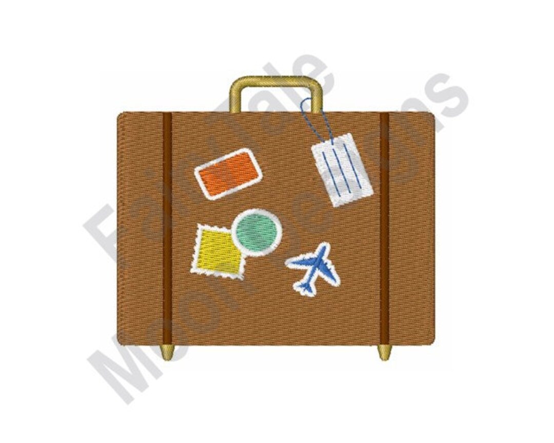 Travel Luggage Machine Embroidery Design, Air Travel Suitcase