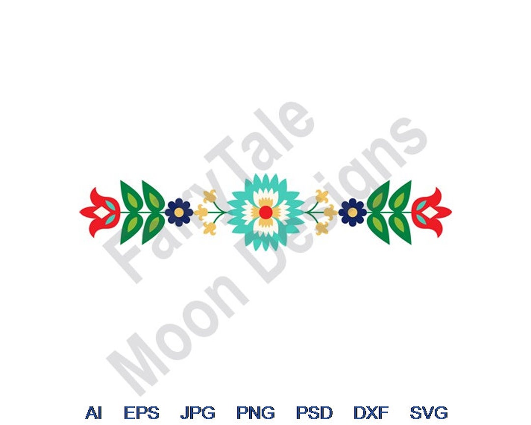 Folk Art Border Svg, Dxf, Eps, Png, Jpg, Vector Art, Clipart, Cut File