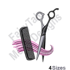 Può includere: Pettine per capelli nero e forbici argentate con ciocche di capelli rosa. 4 dimensioni.