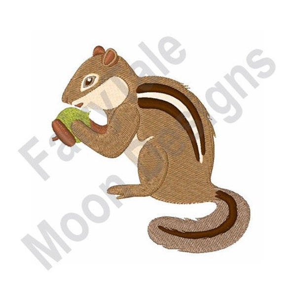 Ardilla - Diseño de bordado a máquina, Ardilla con patrón de bordado de bellota, Diseño de bordado de ardilla, Ardilla comiendo bordados de nueces