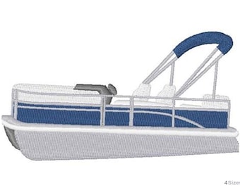 Pontoon Boat - Machine Embroidery Design - 4 Sizes, Nautical Boat Embroidery Pattern, Deck Boat Embroidery Design, Marine Embroidery Design