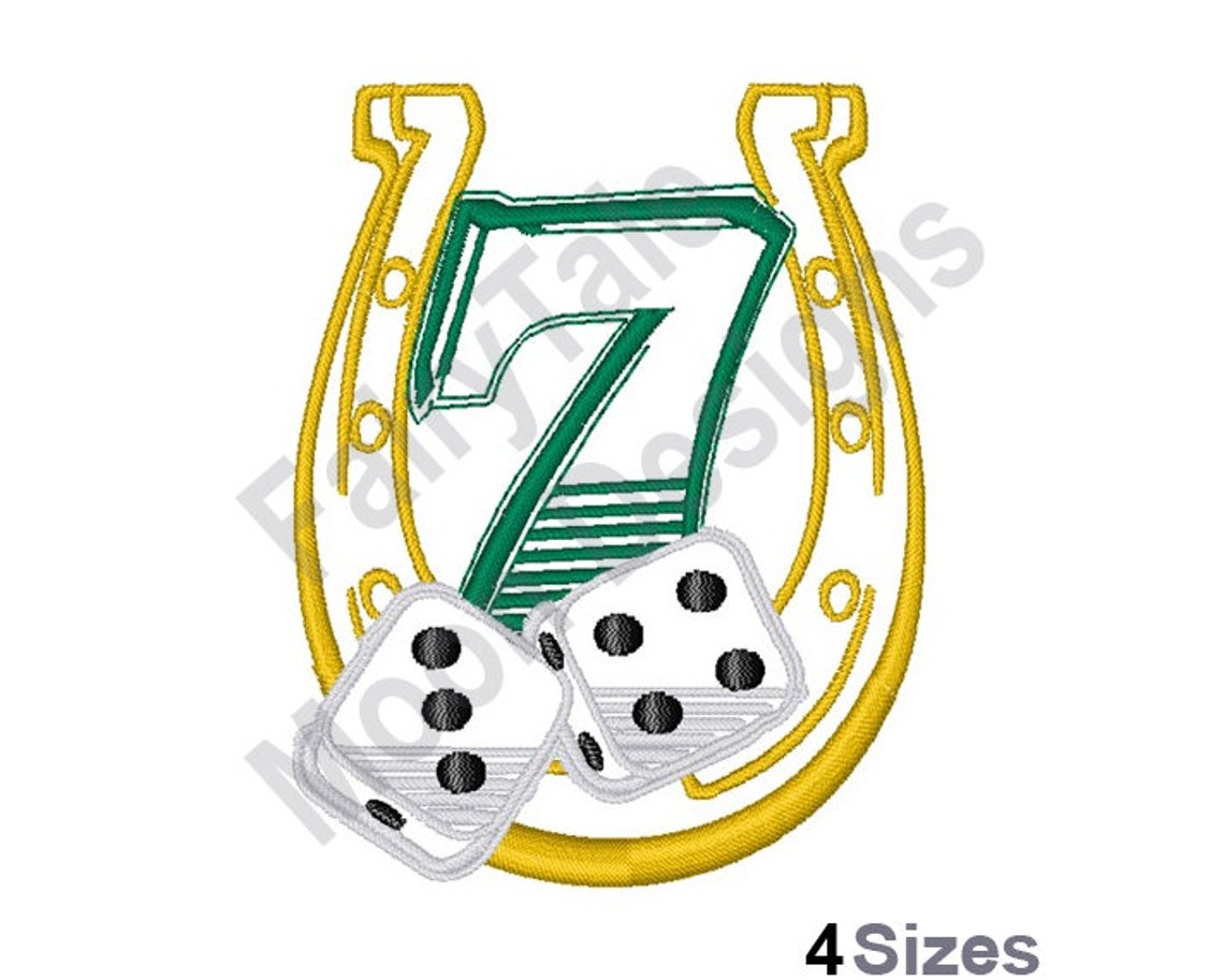Lucky 7 Horseshoe Machine Embroidery Design Dice Game Etsy