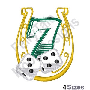Lucky 7 Horseshoe - Machine Embroidery Design, Dice Game Embroidery Design, Lucky Seven Embroidery Design, Gamble Embroidery Pattern