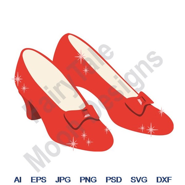 Ruby Slippers - Svg, Dxf, Eps, Png, Jpg, Vector Art, Clipart, Cut File, Ruby Red Slippers Svg, High Heel Red Shoes, Ruby Slippers Svg