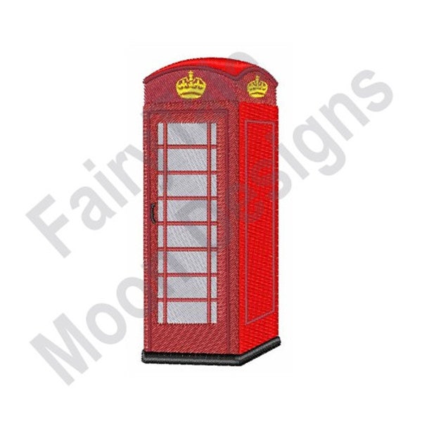 London Telephone Box - Machine Embroidery Design, Telephone Booth Embroidery Pattern, Payphone Embroidery, Red Telephone Box Design