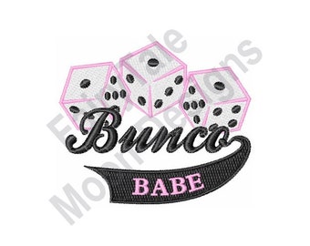 Bunco Babe - Machine Embroidery Design, Pink Dice Embroidery Pattern, Parlour Game Embroidery Design