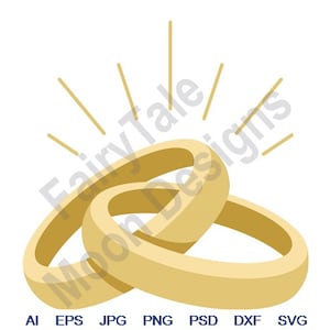 Wedding Rings - Svg, Dxf, Eps, Png, Jpg, Vector Art, Clipart, Cut File, Wedding Rings Svg, Bride and Groom, Gold Rings Svg, Mr and Mrs Svg