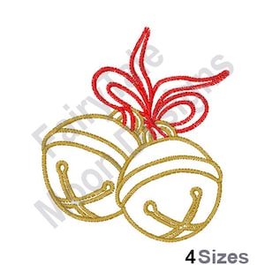 Jingle Bells - Machine Embroidery Design, Xmas Bells Outline Embroidery Pattern, Merry Christmas Embroidery Design