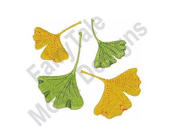 Ginkgo Blätter - Maschinenstickerei, Ginkgo Biloba Stickdatei, Gingko Biloba Blatt Stickdatei