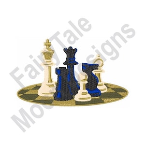Chess Pieces - Machine Embroidery Design, Chessboard Embroidery Pattern, Chessman Embroidery Design