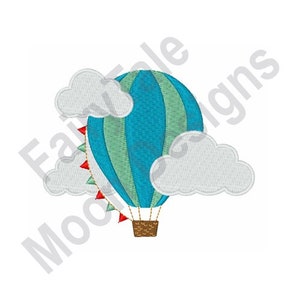 Hot Air Balloon - Machine Embroidery Design, Hot Air Balloon & Clouds Embroidery Pattern, Flying Adventure Embroidery Design