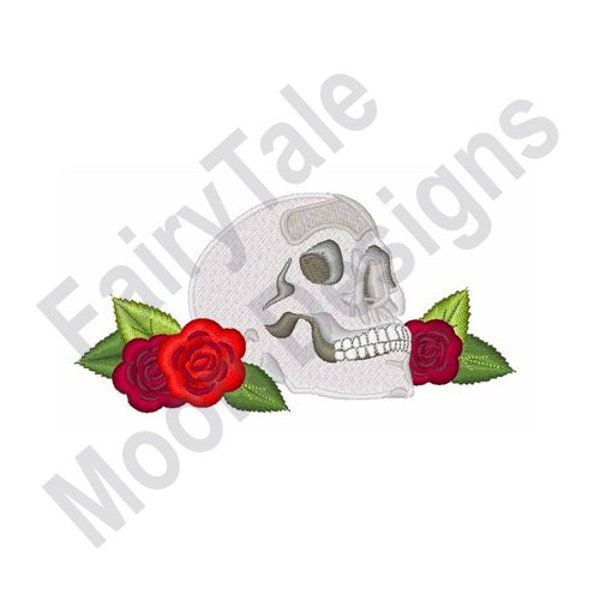 Rose Skull - Machine Embroidery Design, Red Rose & Skull Embroidery Pattern, Love And Strength Symbol Embroidery Design