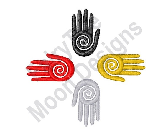 Medicine Wheel Hands - Machine Embroidery Design, sacred Hoop Design, Healing Hands Embroidery Pattern, Native American Symbol Embroidery