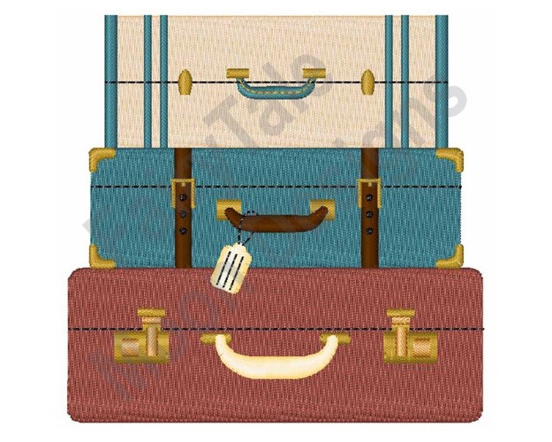 Travel Suitcases Machine Embroidery Design, Luggage Embroidery Pattern
