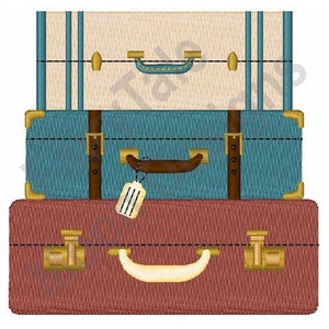 Reisekoffer - Stickdatei, Gepäck Stickmuster, Gepäck Stickdatei, Reisetaschen Stickdatei
