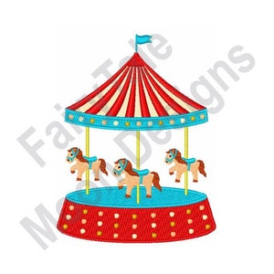 Circus Carousel - Machine Embroidery Design, Roundabout Embroidery Pattern, Merry-Go-Round Design, Flying Horses Design, Horseabout Pattern