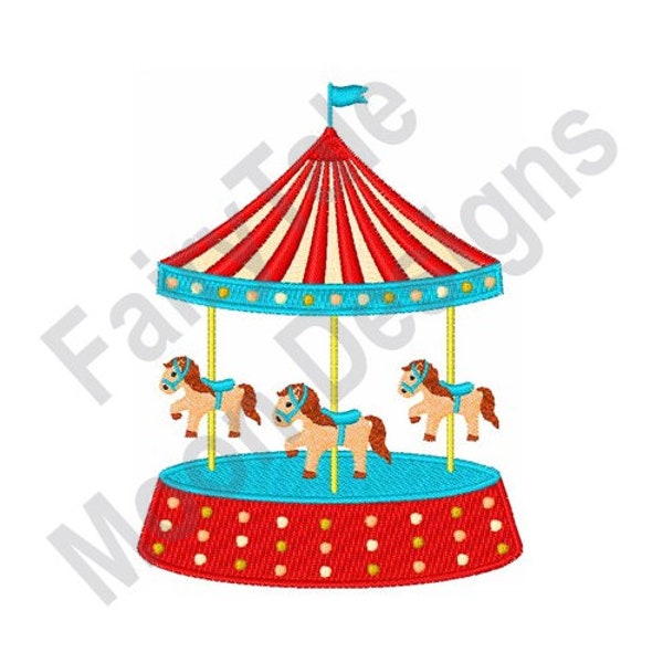 Carrousel de cirque - Conception de broderie à la machine, Motif de broderie de rond-point, Conception de manège, Conception de chevaux volants, Motif de cheval