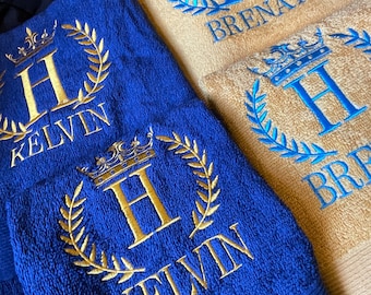 Personalized Bath Towels Embroidered Monogrammed/ Queen and King Crown Towel Set