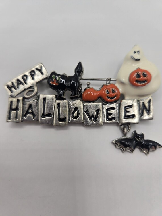 Happy Halloween Brooch Pin Bat Ghost Jack-o-lantern Halloween Party Whimsical