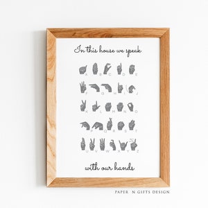 ASL Alphabet Poster, Speak With Our Hands, American Sign Language Poster,Deaf Art, ASL Printable Poster, Educational Poster, Deaf Awareness